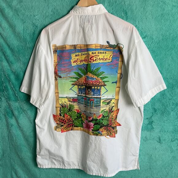 Caribbean Soul Mens Pure Cotton Button Up Casual Low Tide Lounge Tee Large - Picture 1 of 9